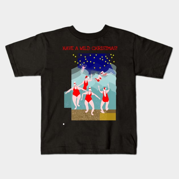 Christmas gifts for wild swimmers Kids T-Shirt by krisevansart